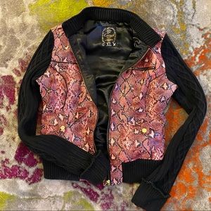 COOGI Faux Snakeskin Red and Black Zip Front Jacket, Junior XL